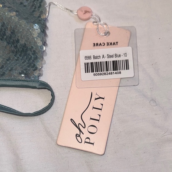 Oh Polly teal blue Sequin Bralette and Skirt Set - Picture 5 of 10